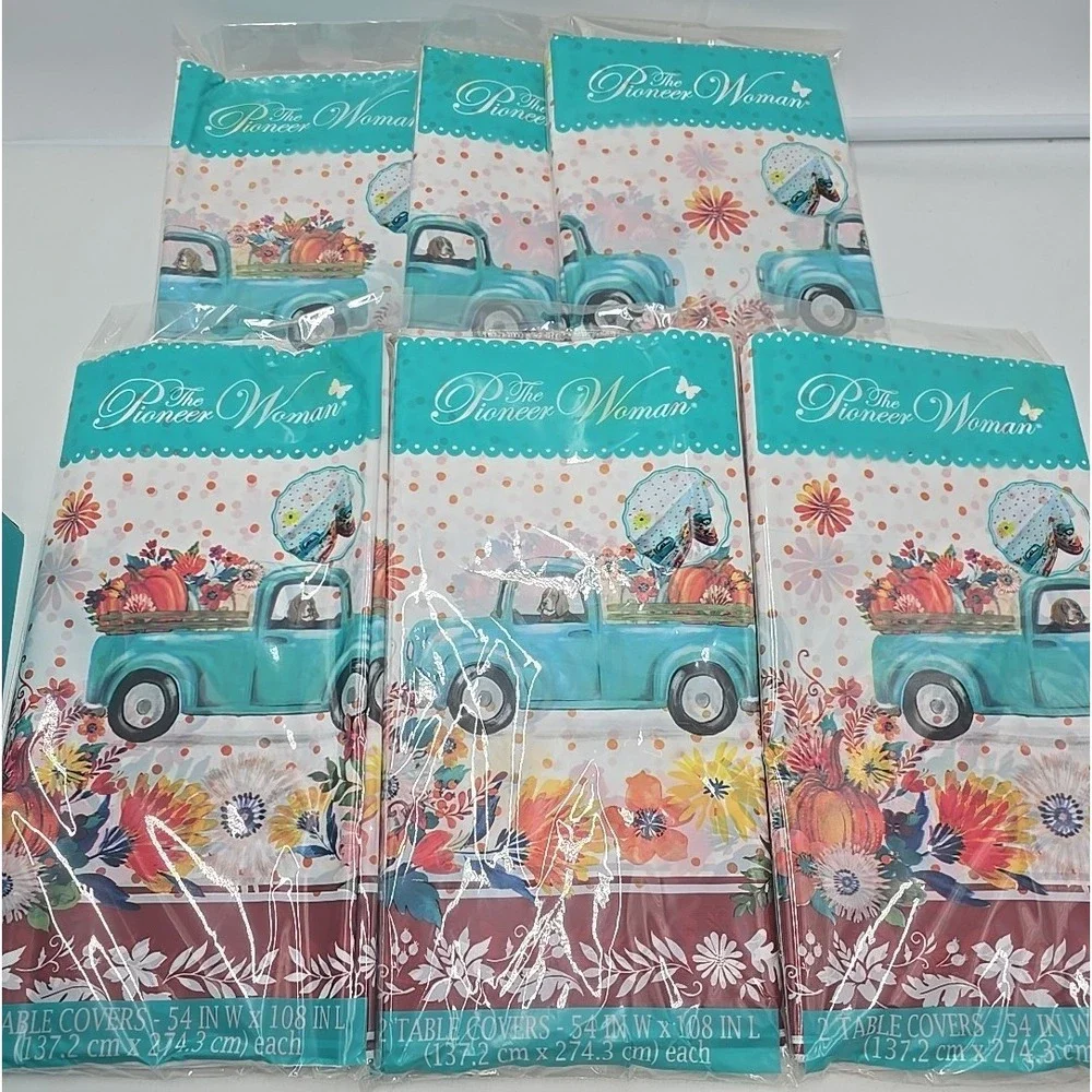 Pioneer Woman Harvest Thanksgiving 54 in w x 108 in. L Dog Plastic Table Covers